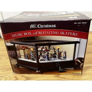 Mr Christmas Lighted Animated Music Box with Rotating Victorian Skaters 745675